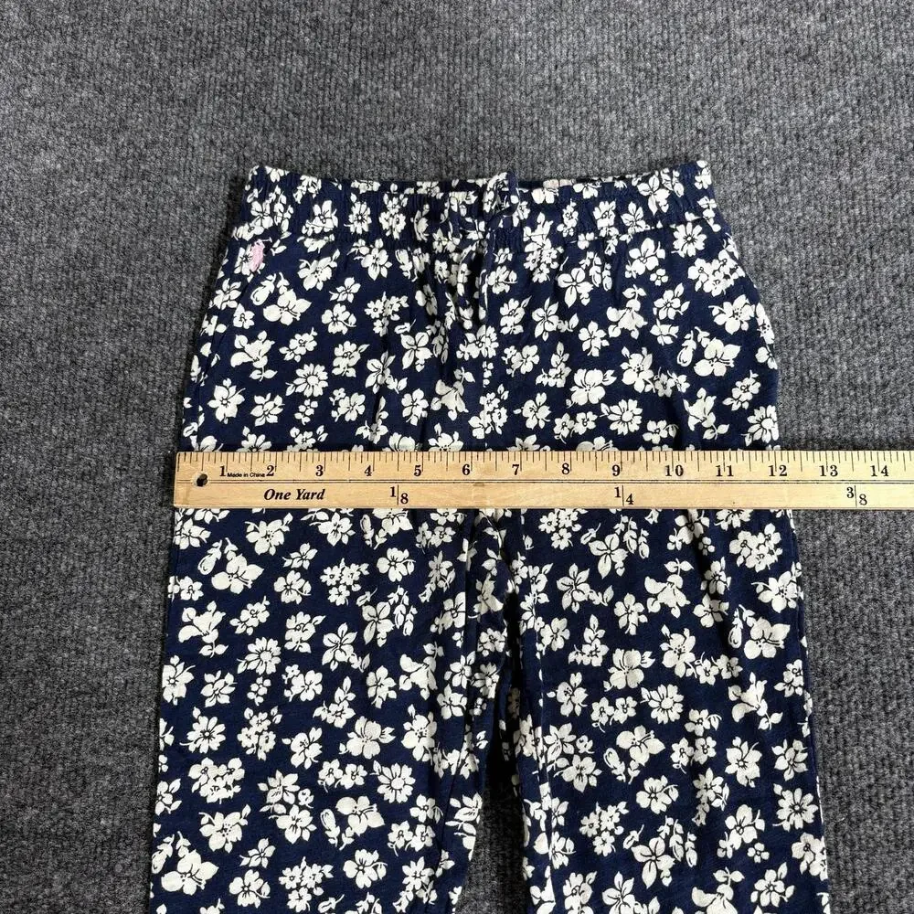 Polo Ralph Lauren Pants Girls 6 Blue Floral Knit Jogger Elastic Waist Pull On